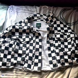 Checkered jean jacket